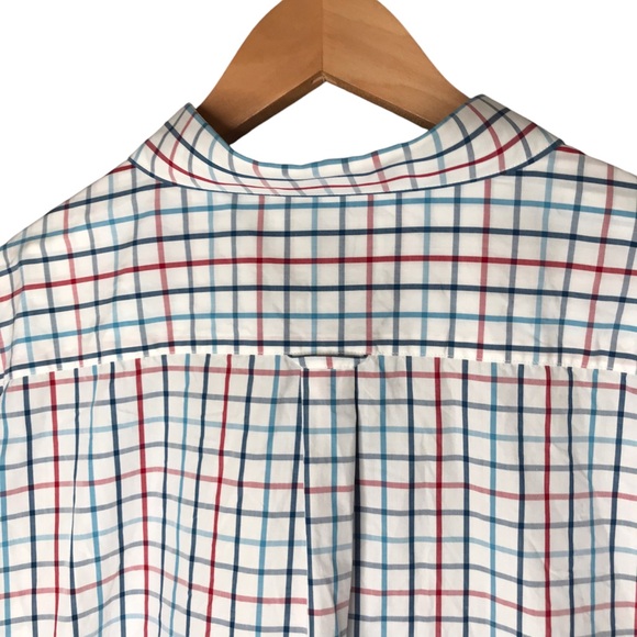 Barbour Large Checks Button Down Collar Shirt Cotton White Blue Long Sleeve XXL - Picture 10 of 13